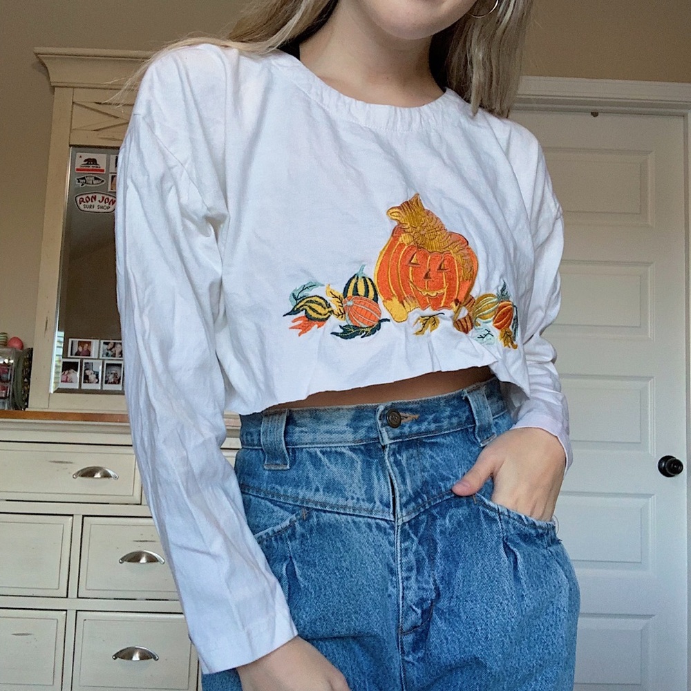 Pumpkin Kitty Vintage Fall Long Sleeve